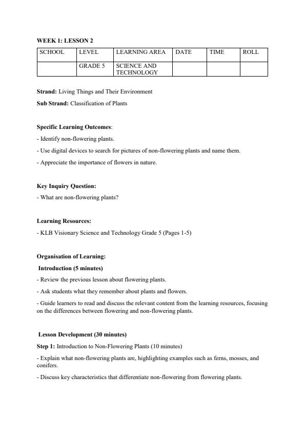 Page 4 – Grade 5 Rationalized Science and Technology Lesson Plans Term 1 - KLB Visionary – Kenyaplex