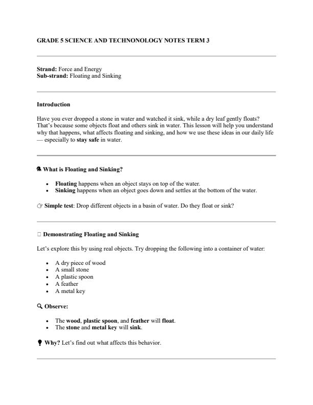 Page 1 – Grade 5 Rationalized Science and Technology Notes Term 3 – Kenyaplex