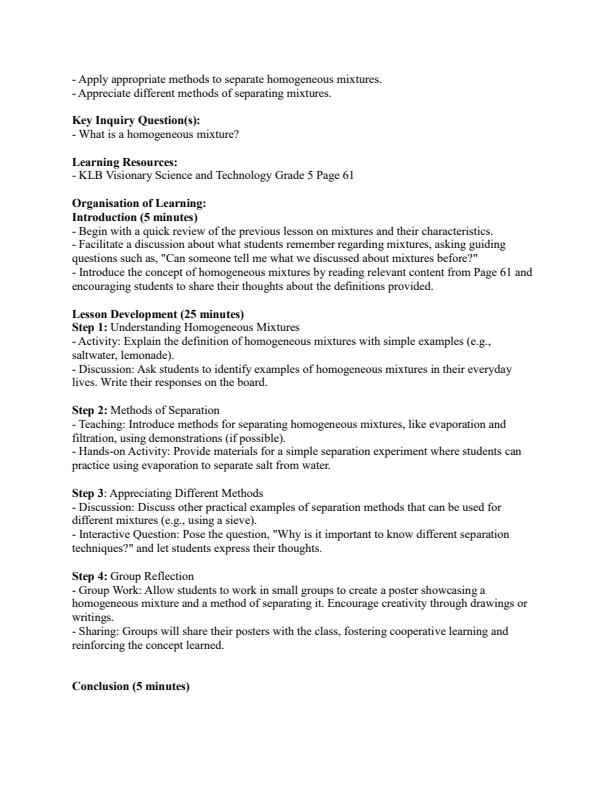 Page 3 – Grade 5 Science and Technology Lesson Plans Term 2 - KLB Visionary – Kenyaplex