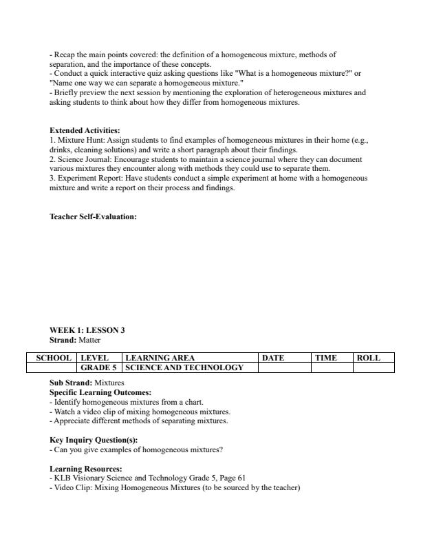 Page 4 – Grade 5 Science and Technology Lesson Plans Term 2 - KLB Visionary – Kenyaplex