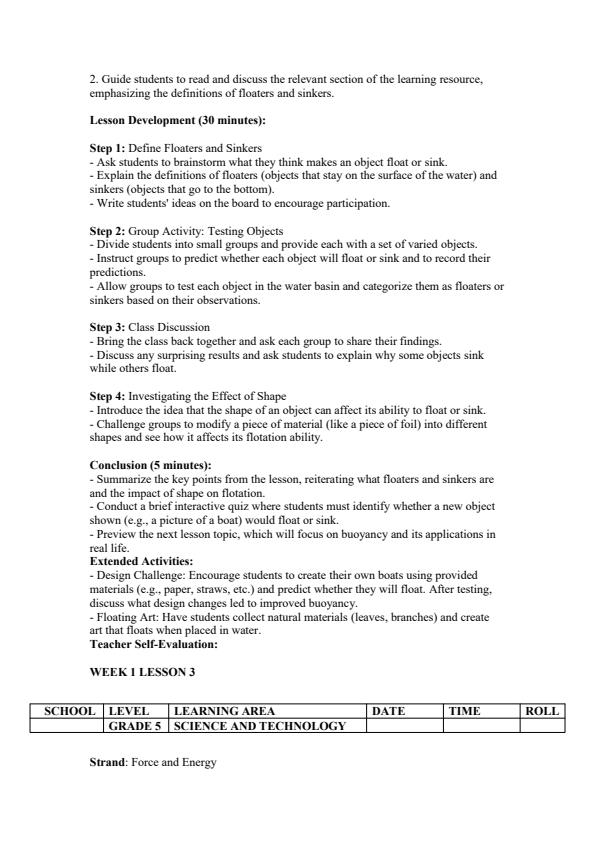 Page 3 – Grade 5 Science and Technology Lesson Plans Term 3 - KLB – Kenyaplex