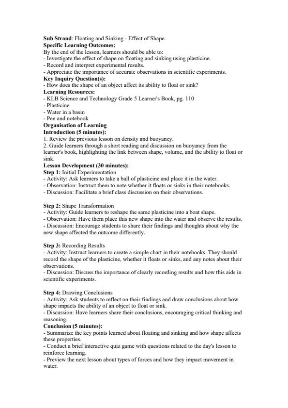 Page 4 – Grade 5 Science and Technology Lesson Plans Term 3 - KLB – Kenyaplex