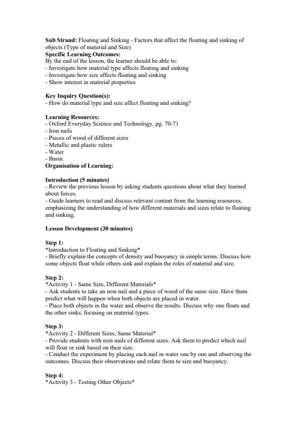 Page 4 – Grade 5 Science and Technology Lesson Plans Term 3 - Oxford – Kenyaplex