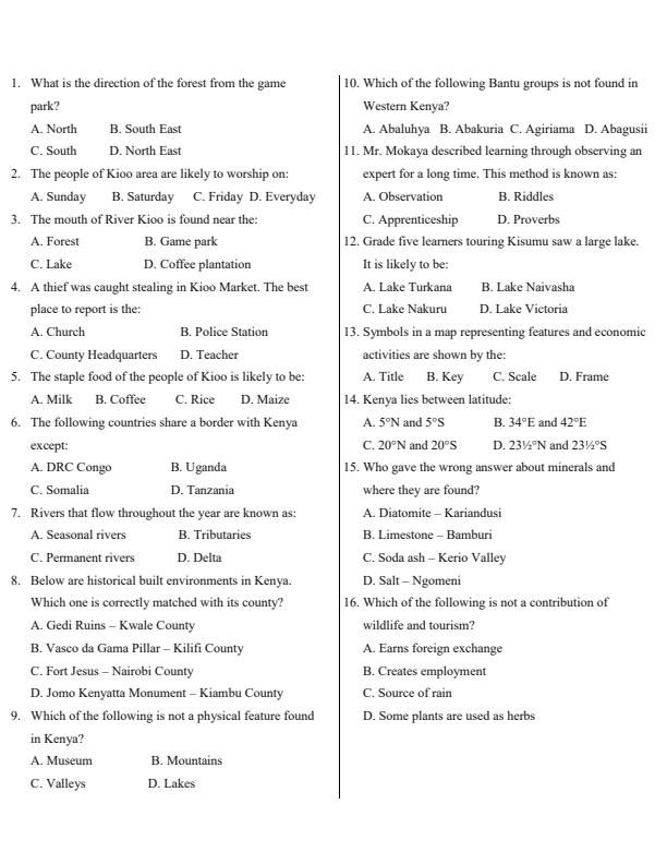 Page 2 – Grade 5 Social Studies April 2026 Holiday Assignment – Kenyaplex