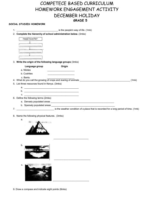 Page 1 – Grade 5 Social Studies December 2024 Holiday Assignment – Kenyaplex