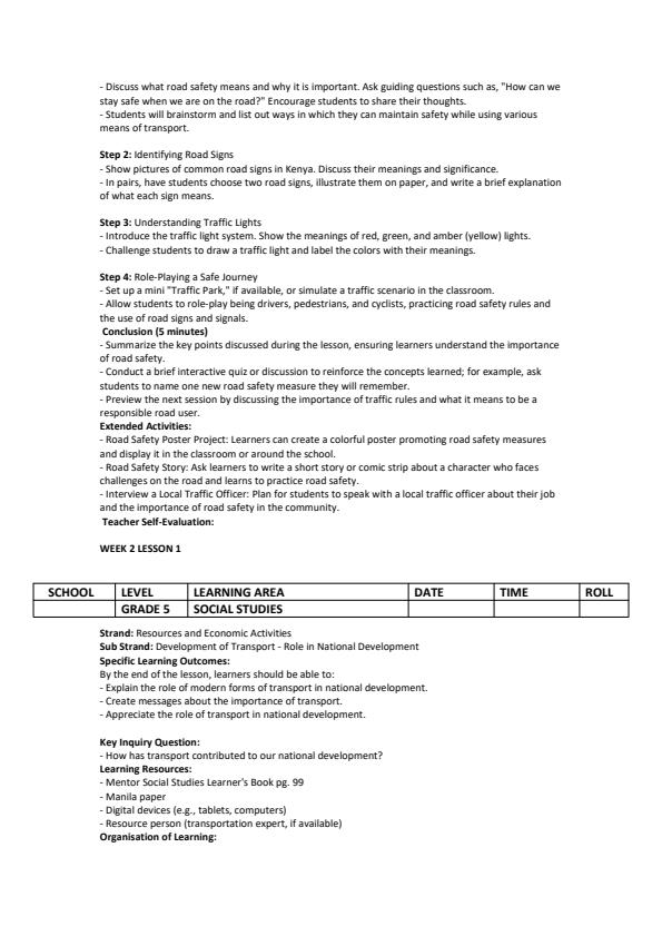 Page 4 – Grade 5 Social Studies Lesson Plans Term 3 - Mentor – Kenyaplex