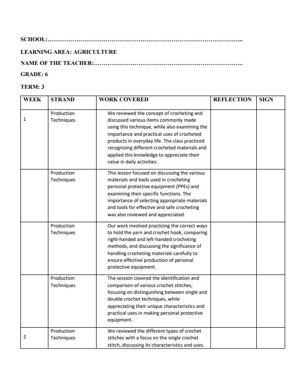 Page 1 – Grade 6 Agriculture Records of Work Term 3 - Mentor – Kenyaplex