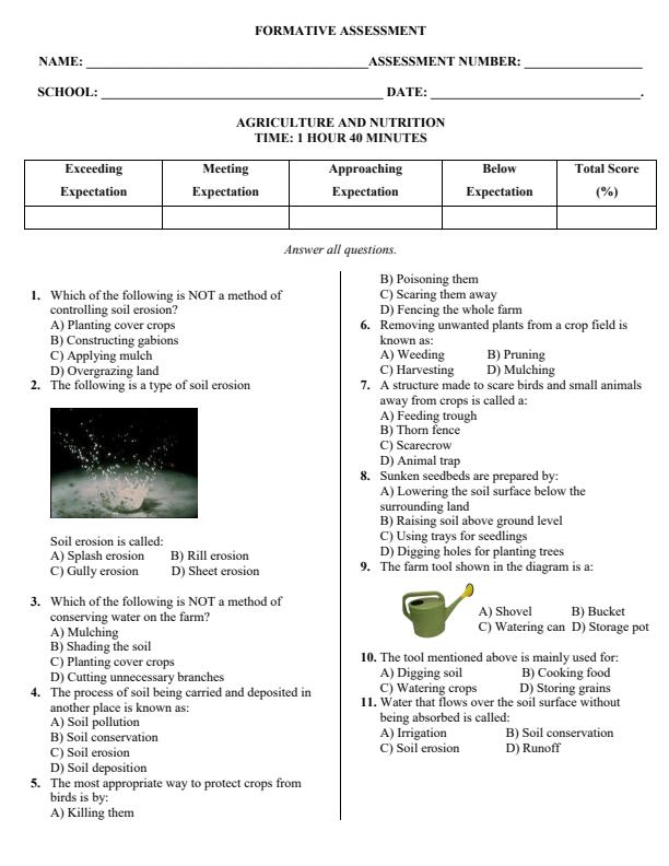 Page 1 – Grade 6 Agriculture and Nutrition April 2026 Holiday Assignment – Kenyaplex