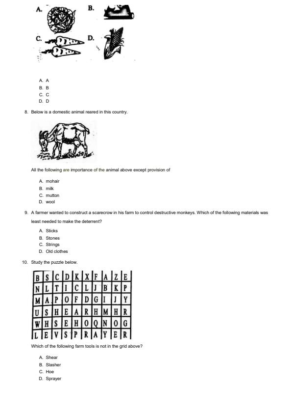 Page 2 – Grade 6 Agriculture and Nutrition August 2024 Holiday Assignment – Kenyaplex