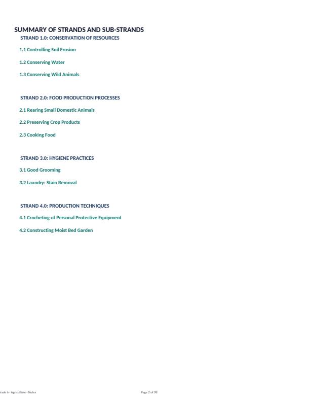 Page 2 – Grade 6 Agriculture and Nutrition Complete Notes - Term 1, Term 2, Term 3 (Updated) – Kenyaplex