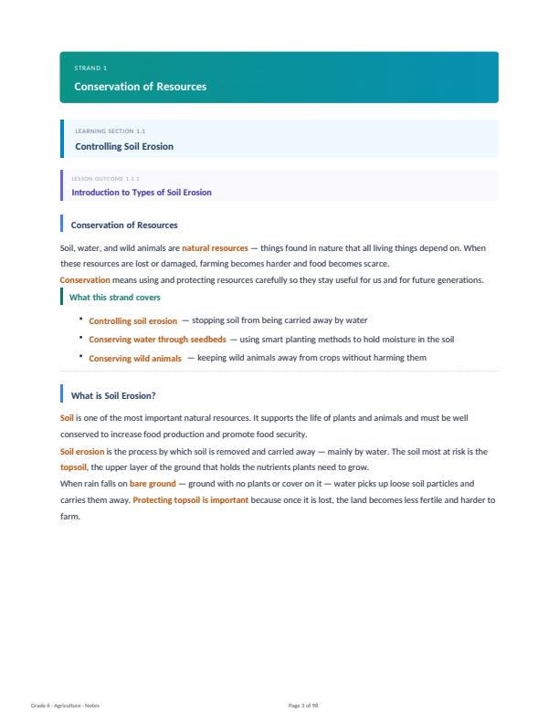 Page 3 – Grade 6 Agriculture and Nutrition Complete Notes - Term 1, Term 2, Term 3 (Updated) – Kenyaplex