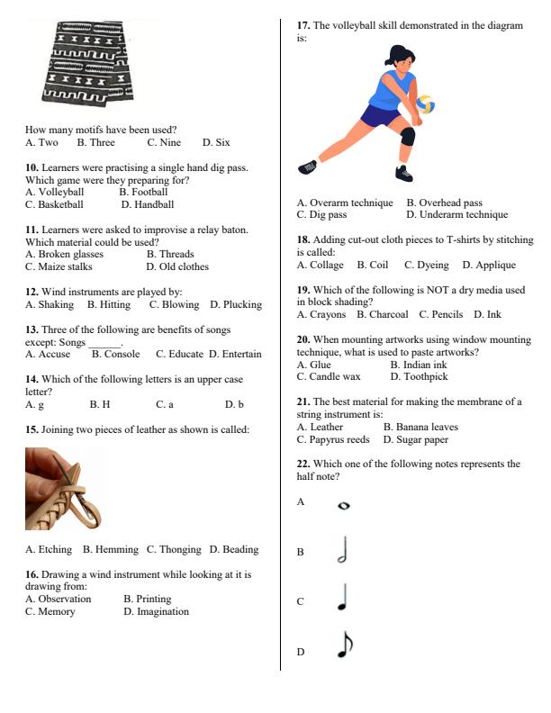 Page 2 – Grade 6 Creative Arts April 2026 Holiday Assignment – Kenyaplex