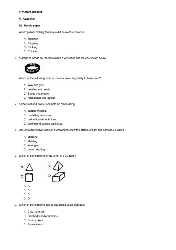 Page 2 – Grade 6 Creative Arts August 2024 Holiday Assignment – Kenyaplex