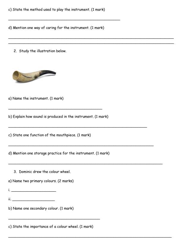 Page 2 – Grade 6 Creative Arts August 2026 Holiday Assignment – Kenyaplex