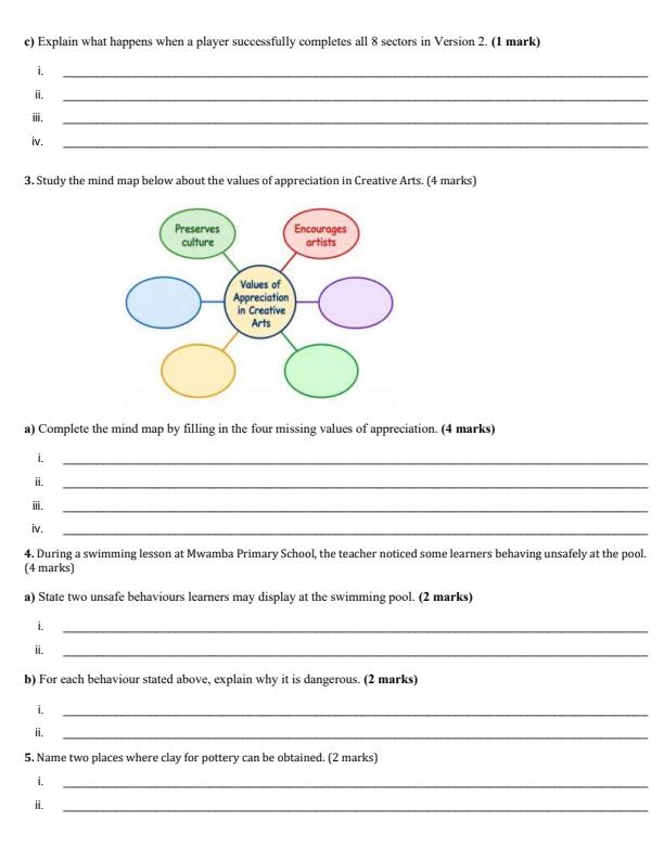 Page 2 – Grade 6 Creative Arts December 2026 Holiday Assignment – Kenyaplex