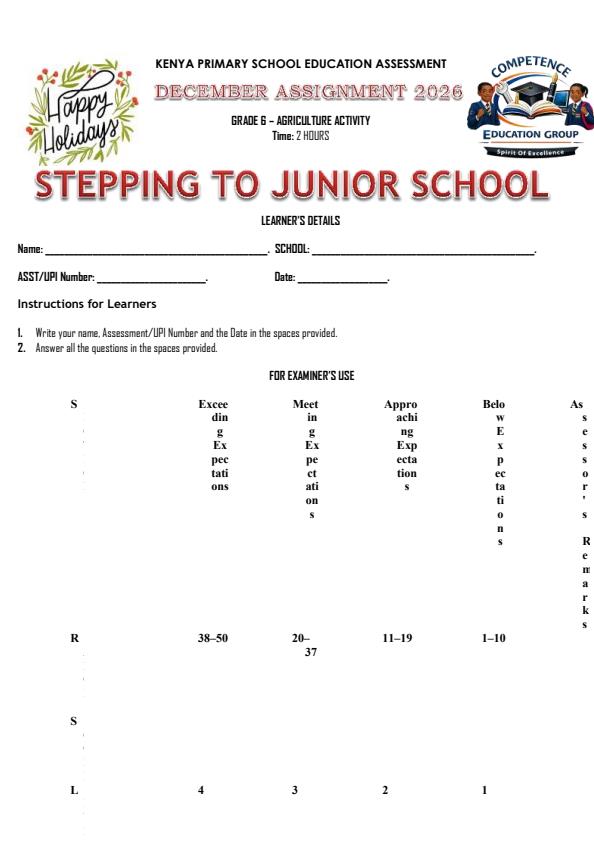 Page 2 – Grade 6 December 2026 Holiday Assignment - Full Set – Kenyaplex