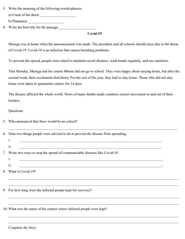 Page 2 – Grade 6 English April 2026 Holiday Assignment – Kenyaplex