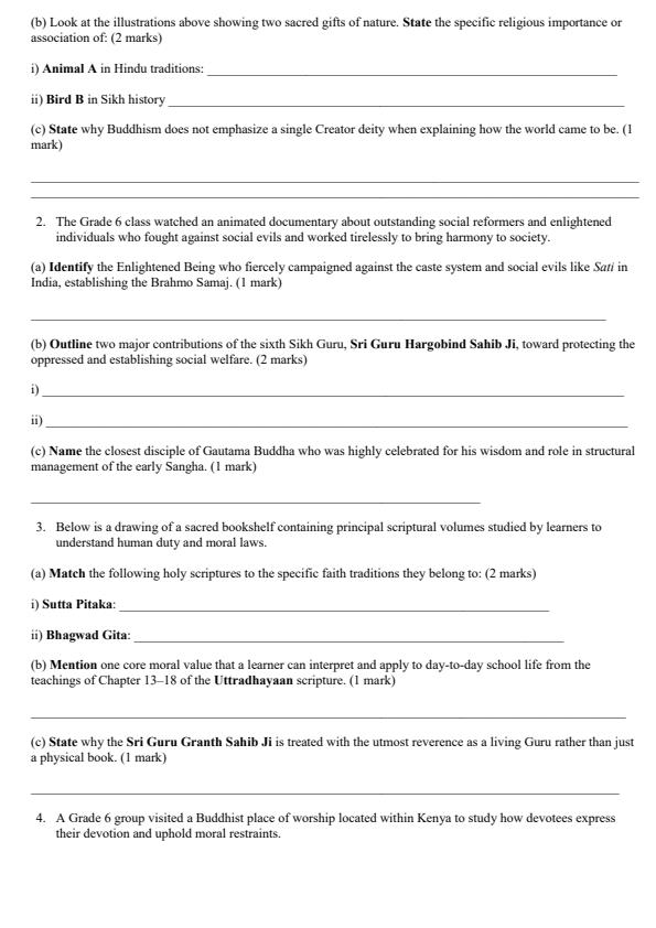 Page 2 – Grade 6 Hindu Religious Education August 2026 Holiday Assignment – Kenyaplex