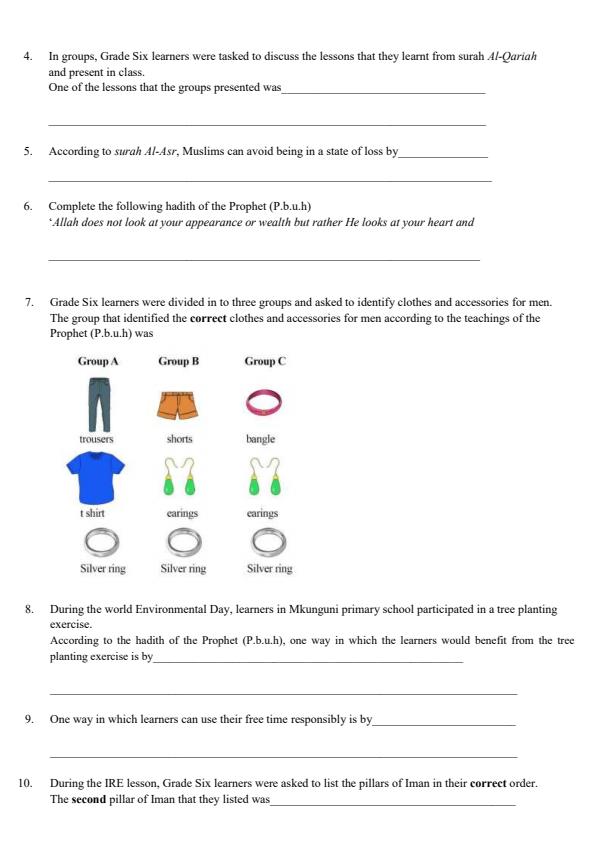 Page 2 – Grade 6 Islamic Religious Education December 2026 Holiday Assignemnt – Kenyaplex