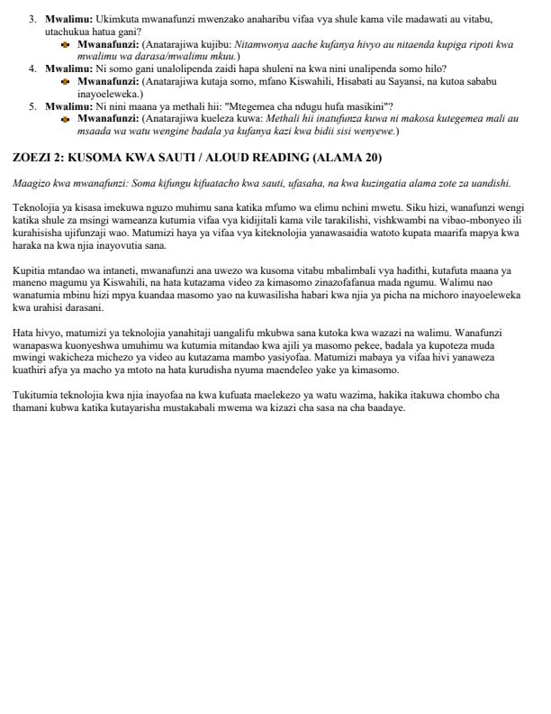 Page 2 – Grade 6 Kiswahili - Kusikiliza na Kuzungumza August 2026 Holiday Assignment – Kenyaplex