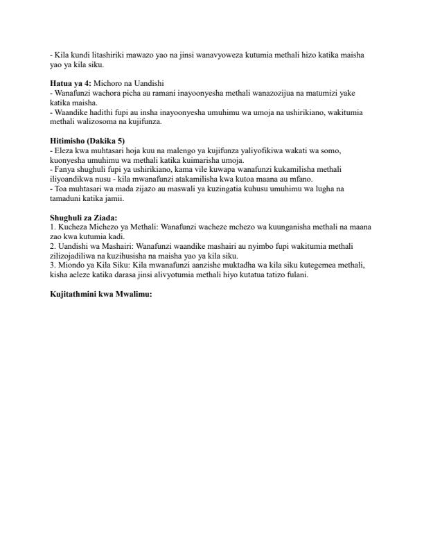 Page 2 – Grade 6 Kiswahili Lesson Plans Term 2 - Mwanga Wa Kiswahili – Kenyaplex