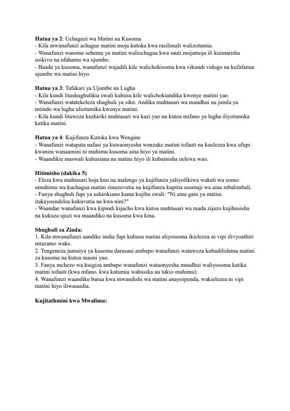 Page 4 – Grade 6 Kiswahili Lesson Plans Term 3 - KLB Top Scholar – Kenyaplex