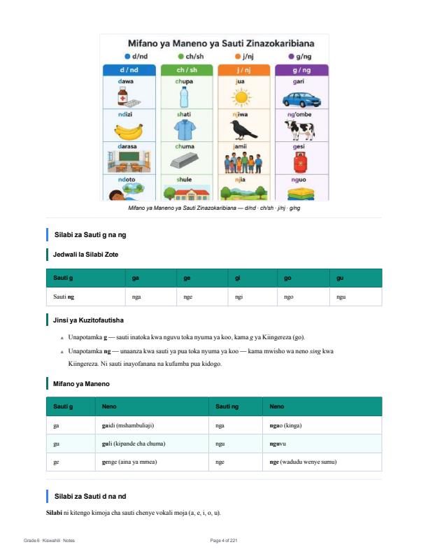 Page 4 – Grade 6 Kiswahili Notes Term 1, Term 2, Term 3 – Kenyaplex