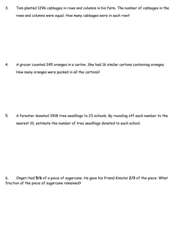 Page 2 – Grade 6 Mathematics December 2026 Holiday Assignment – Kenyaplex