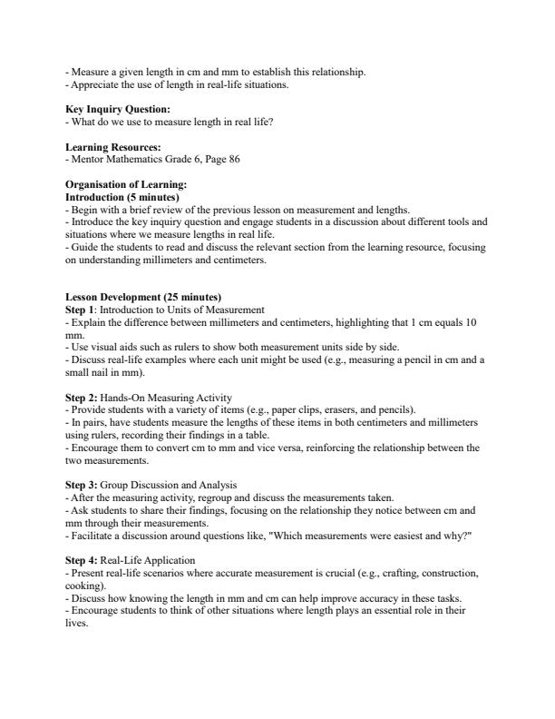 Page 3 – Grade 6 Mathematics Lesson Plans Term 2 - Mentor – Kenyaplex