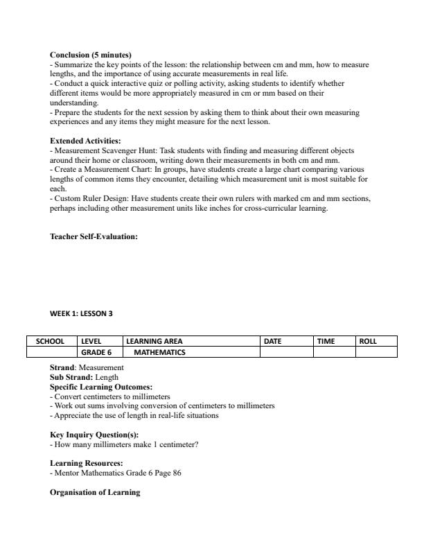 Page 4 – Grade 6 Mathematics Lesson Plans Term 2 - Mentor – Kenyaplex