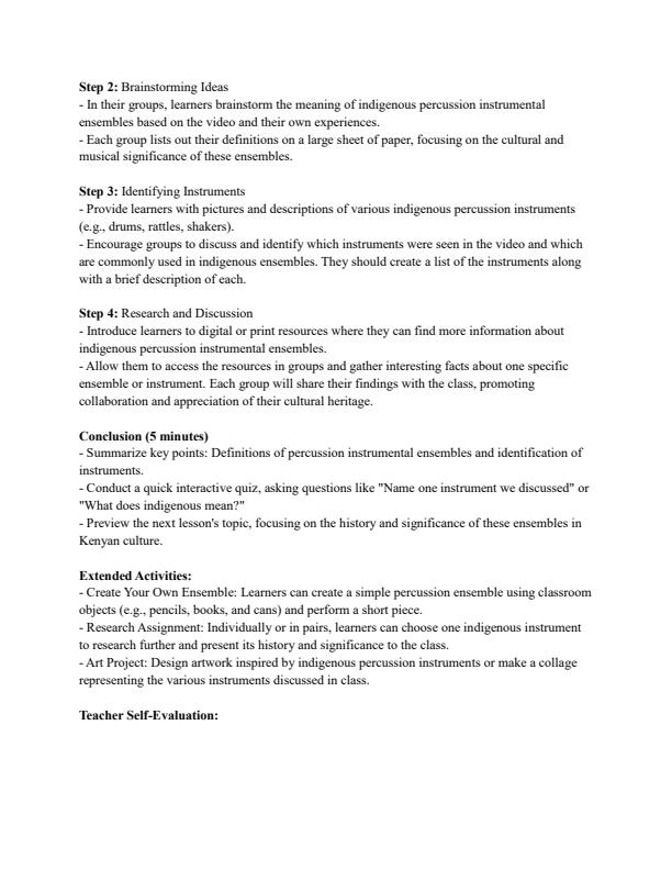 Page 4 – Grade 6 Rationalized Creative Arts Lesson Plans Term 3 – Kenyaplex