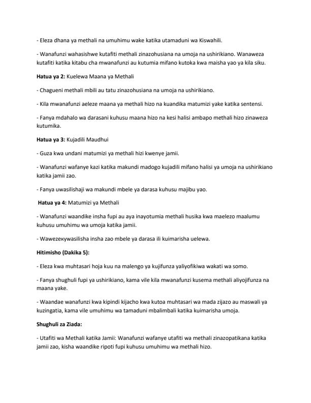 Page 2 – Grade 6 Rationalized Kiswahili Lesson Plans Term 2 - Stadi Za Kiswahili – Kenyaplex