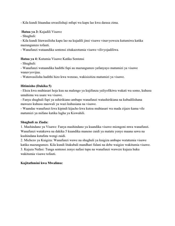 Page 2 – Grade 6 Rationalized Kiswahili Lesson Plans Term 3 – Kenyaplex