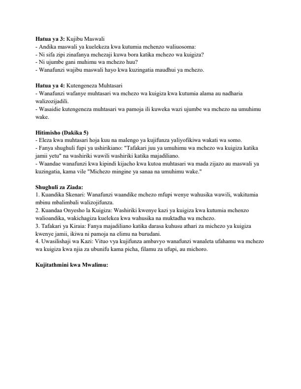 Page 4 – Grade 6 Rationalized Kiswahili Lesson Plans Term 3 – Kenyaplex