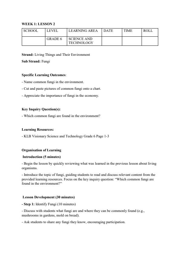 Page 3 – Grade 6 Science and Technology Lesson Plans Term 1 - KLB Visionary – Kenyaplex