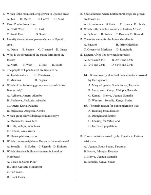Page 2 – Grade 6 Social Studies April 2026 Holiday Assignment – Kenyaplex