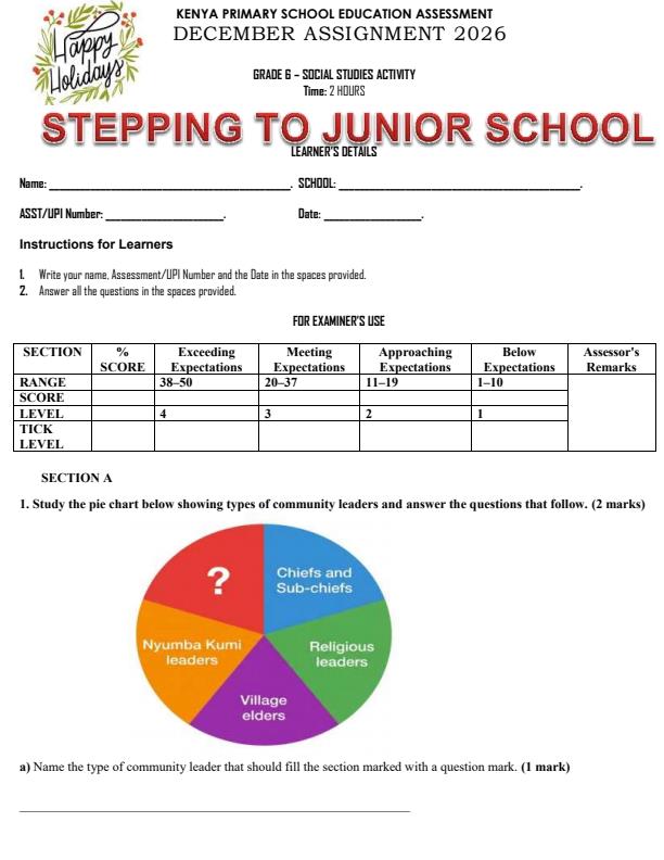 Page 1 – Grade 6 Social Studies December 2026 Holiday Assignment – Kenyaplex