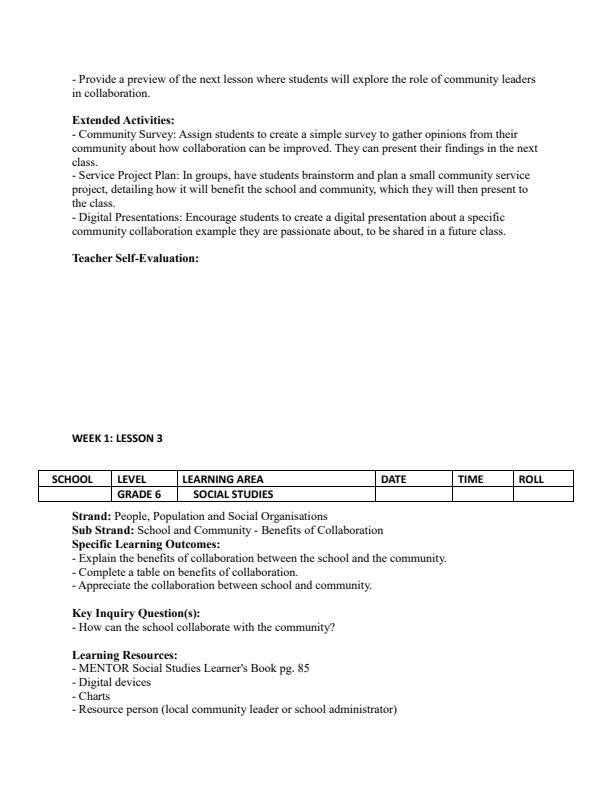 Page 4 – Grade 6 Social Studies Lesson Plans Term 2 - Mentor – Kenyaplex