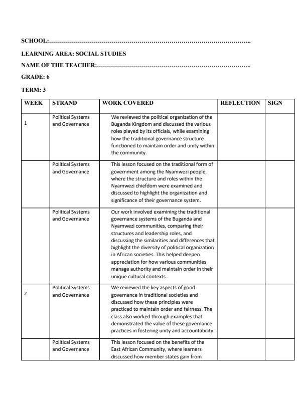Page 1 – Grade 6 Social Studies Records of Work Term 3 - Moran – Kenyaplex
