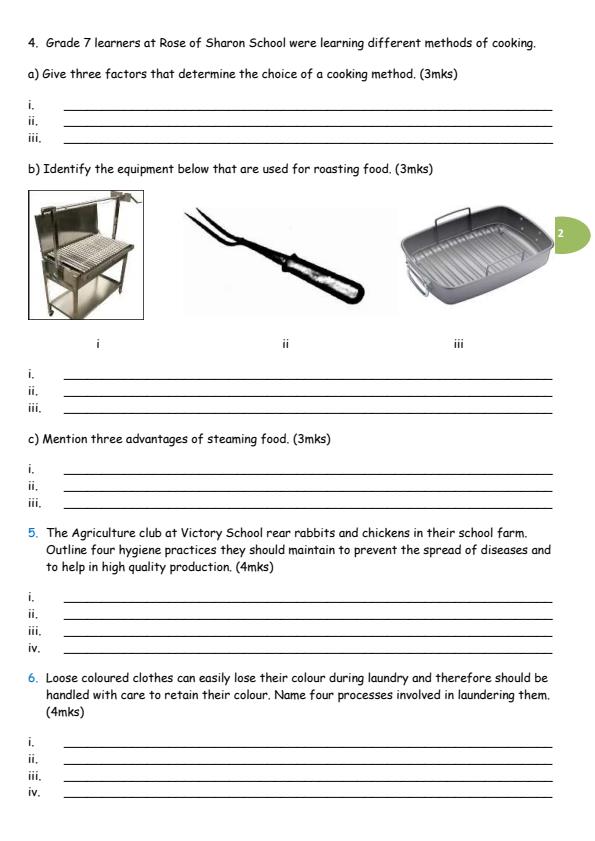 Page 2 – Grade 7 Agriculture and Nutrition August 2026 Holiday Assignment – Kenyaplex