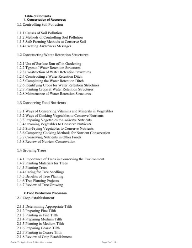 Page 2 – Grade 7 Agriculture and Nutrition Complete Notes Term 1, Term 2, Term 3 (Updated) – Kenyaplex
