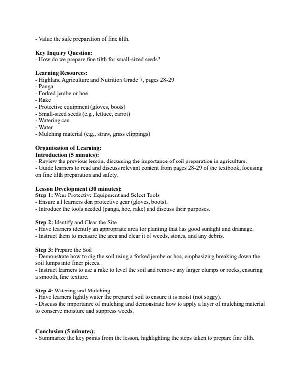 Page 3 – Grade 7 Agriculture and Nutrition Lesson Plans Term 2 - Highland Agriculture and Nutrition – Kenyaplex