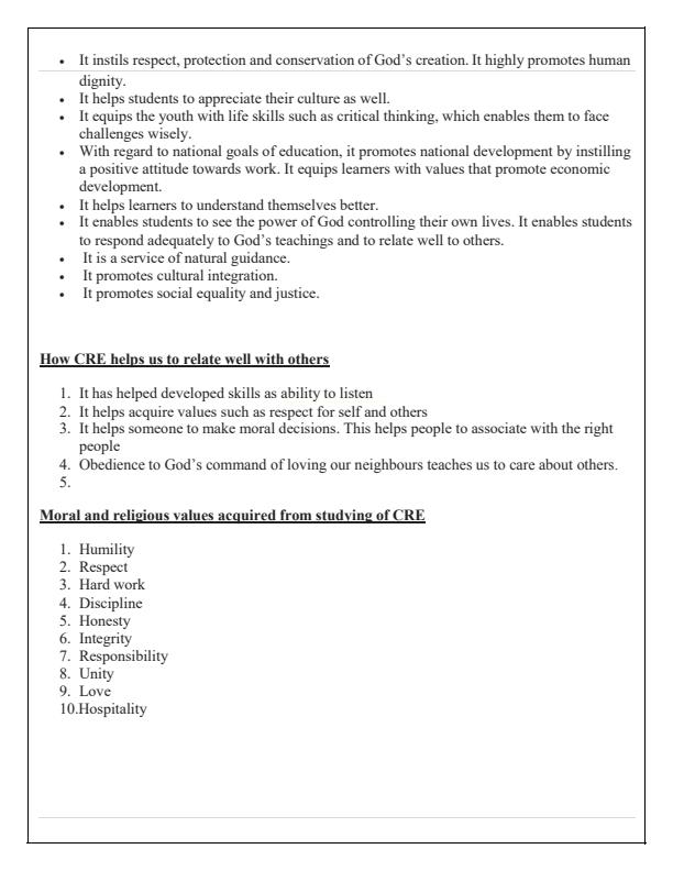 Grade 7 CRE Notes Complete (Term 1, 2 and 3) - 13849