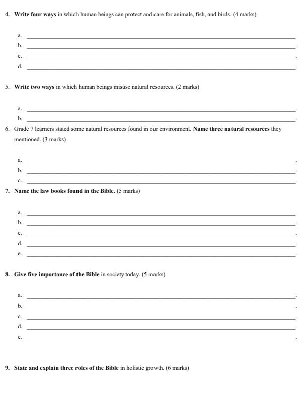 Page 2 – Grade 7 CRE April 2026 Holiday Assignment – Kenyaplex