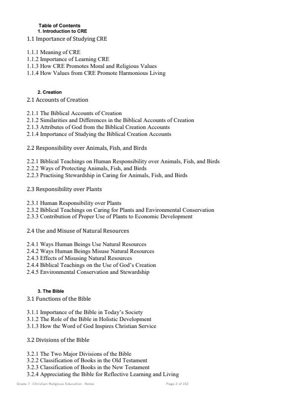 Page 2 – Grade 7 CRE Complete Notes Term 1, Term 2, Term 3 (Complete) – Kenyaplex