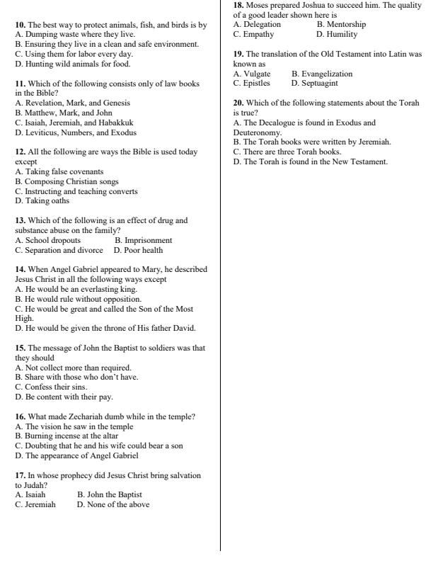 Page 2 – Grade 7 CRE December 2026 Holiday Assignment – Kenyaplex