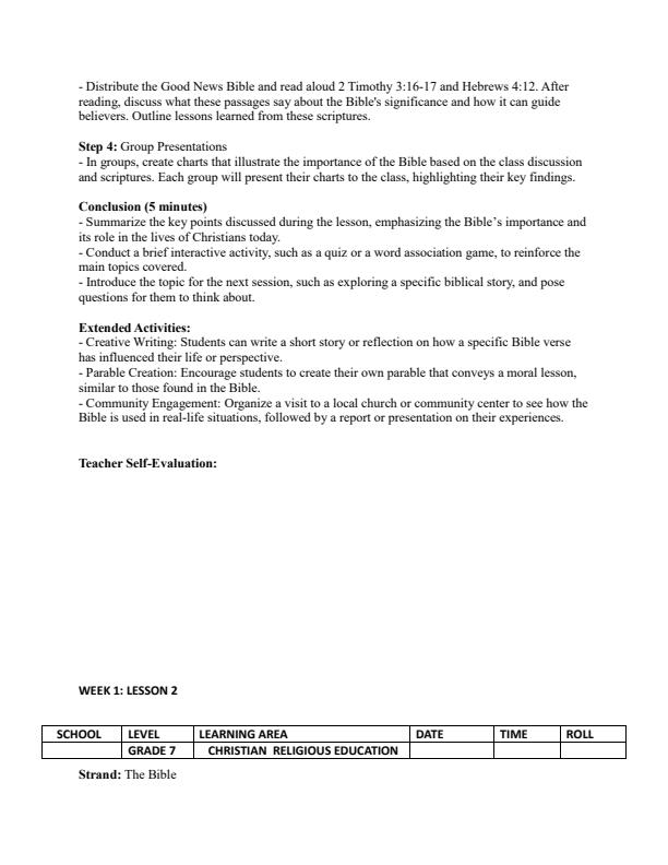 Page 2 – Grade 7 CRE Lesson Plans Term 2 - Oxford Alive – Kenyaplex