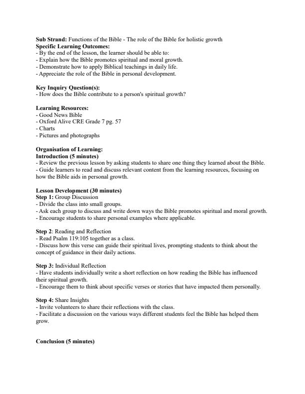 Page 3 – Grade 7 CRE Lesson Plans Term 2 - Oxford Alive – Kenyaplex