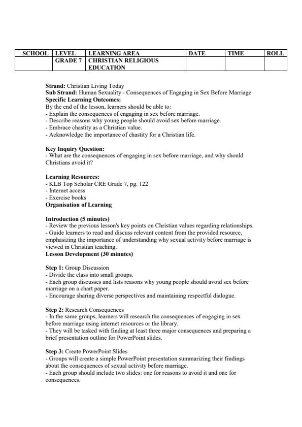 Page 4 – Grade 7 CRE Lesson Plans Term 3 - KLB Top Scholar – Kenyaplex