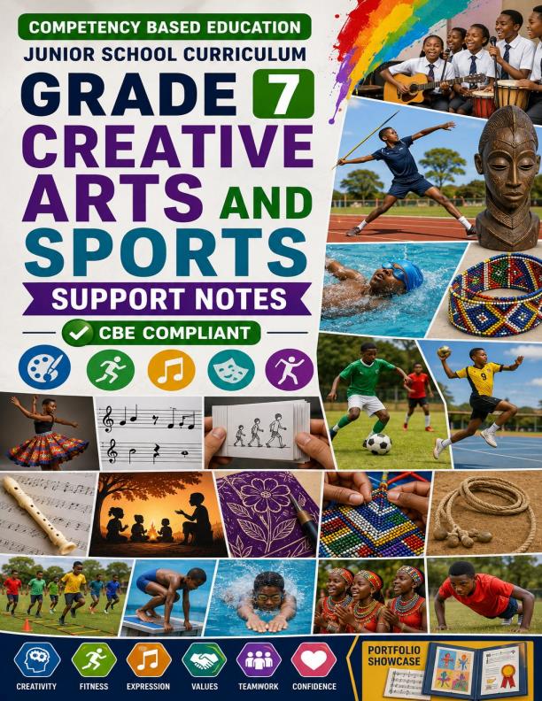 Page 1 – Grade 7 Creative Arts and Sports Complete Notes Term 1, Term 2, Term 3 (Updated) – Kenyaplex